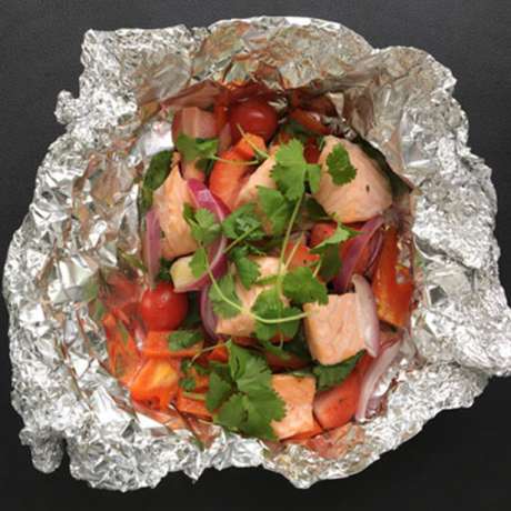 Recipe Salmon with Chilli flavoured oil and Balsamic Vinegar with Mango