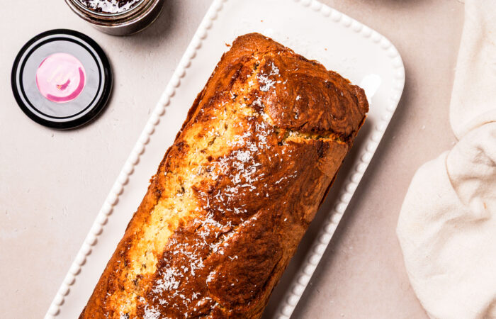 Cake coco marbré à la confiture de figues
